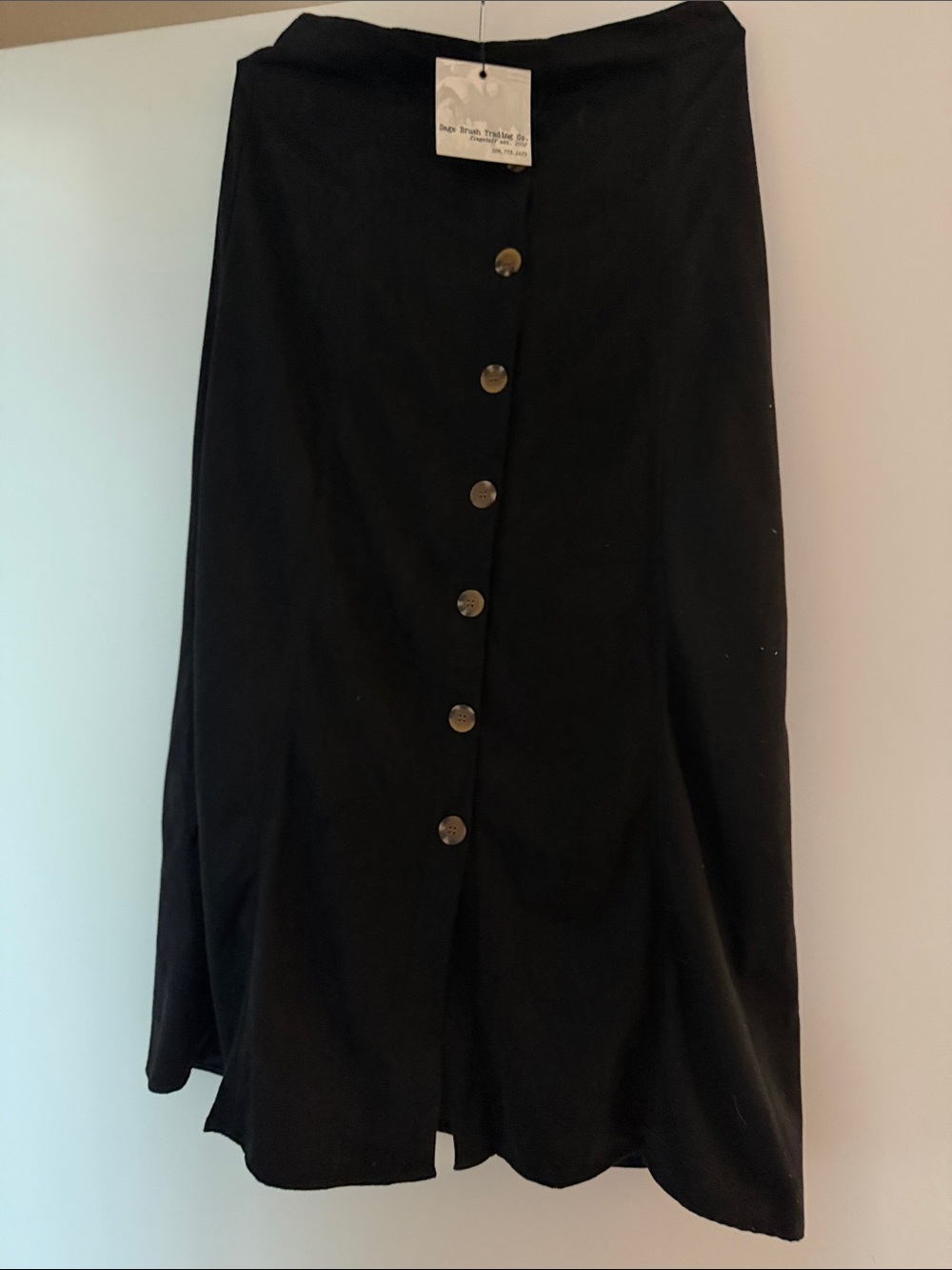 Black Button-Front A-Line Midi Women’s Skirt